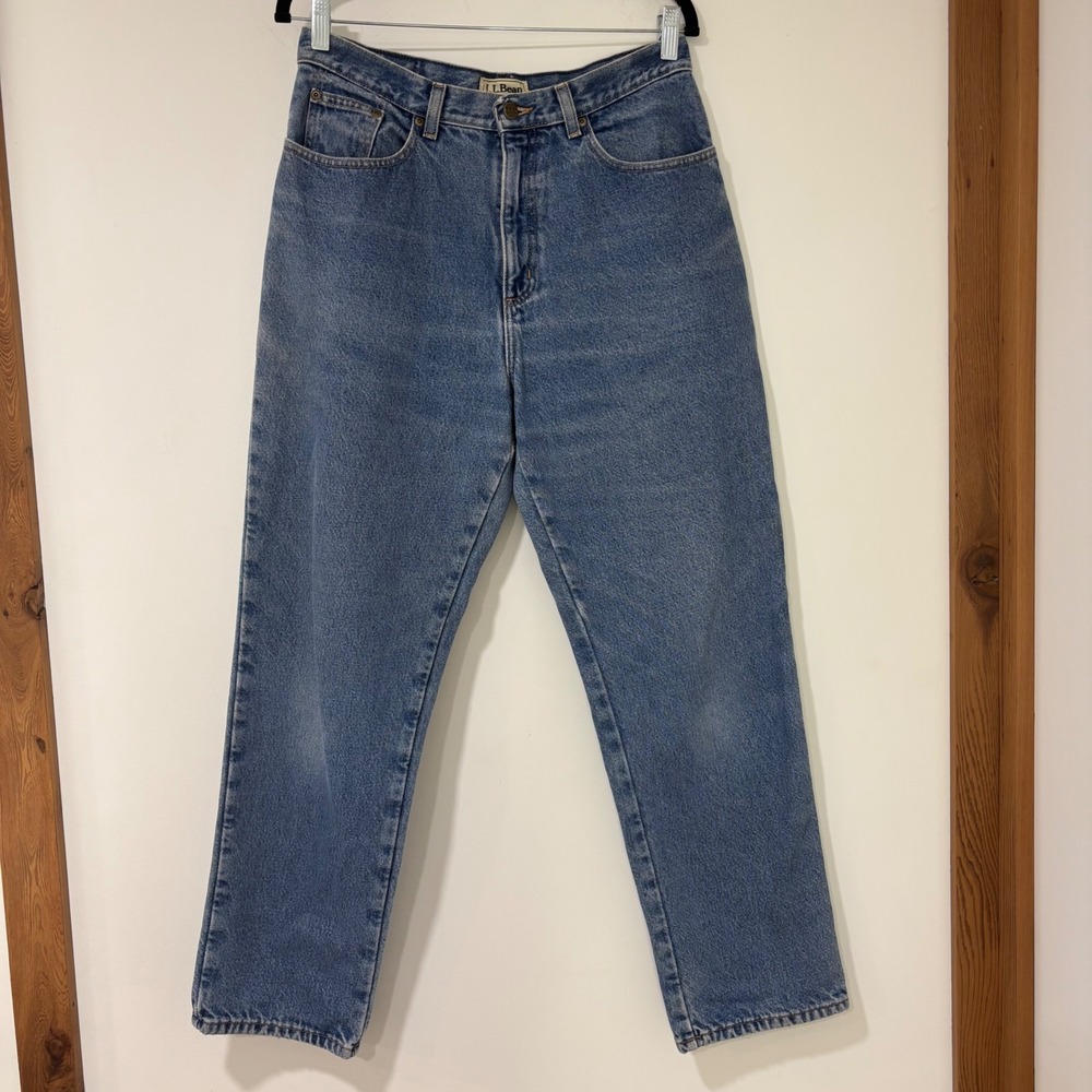 LL Bean Flannel Lined Jeans Women 12 Reg Relaxed Fit‎ Blue Denim Plaid Outdoor